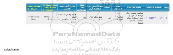 مناقصه خرید و حمل آسفالت معابر 