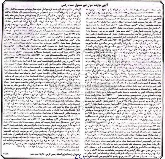 مزایده،مزایده ششدانگ یکباب آپارتمان 80.80 مترمربع
