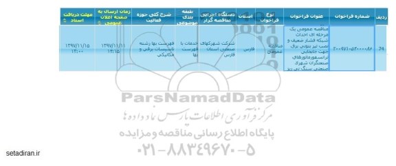 مناقصه عمومی,  مناقصه  احداث شبکه فشار ضعیف و نصب تیر بتونی برق
