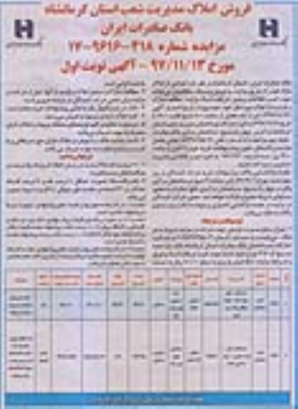 مزایده,مزایده املاک تجاری و مسکونی 