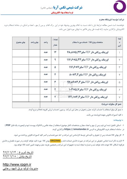 استعلام , استعلام اورینگ روکش دار FEP 