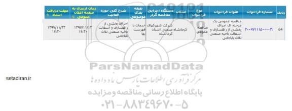 مناقصه, مناقصه  اجرای بخشی از راهسازی و آسفالت