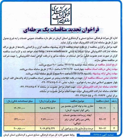 فراخوان تجدید مناقصات, تجدید مناقصه حفاری چاه و لوله گذاری مجتمع ....