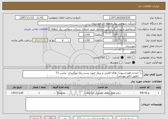 استعلام احداث فونداسیون¬ های خازنی و بریکر جهت پست برق دوگنبدان  ترانس T1
(طبق آنالیز پیوست)
