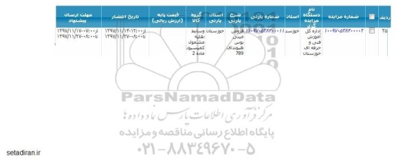 مزایده, مزایده فروش مینی بوس هیوندای 789