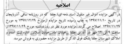مزایده ،مزایده ملک دوازده متر و شش سانتی متر