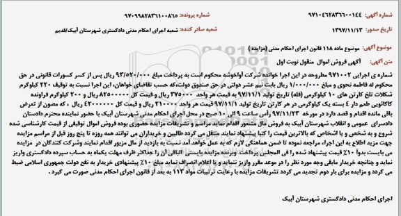 مزایده فروش 220 کیلوگرم شکلات تلخ 