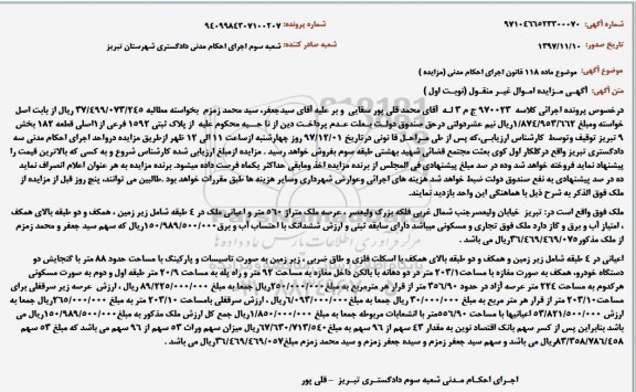 مزایده ، مزایده ملک به پلاک ثبتی 1592 فرعی از 1 اصلی
