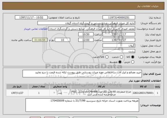 استعلام خرید مصالح و ابزار آلات ساختمانی موزه میراث روستایی طبق پیوست ارائه شده قیمت را درج نمایید 