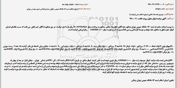 مزایده، مزایده لامپهای لوژن