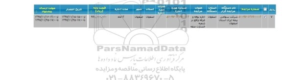 مزایده, مزایده اجاره بوفه و غرفه 