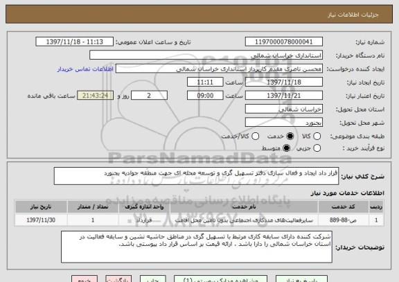 استعلام قرار داد ایجاد و فعال سازی دفتر تسهیل گری و توسعه محله ای جهت منطقه جوادیه بجنورد 