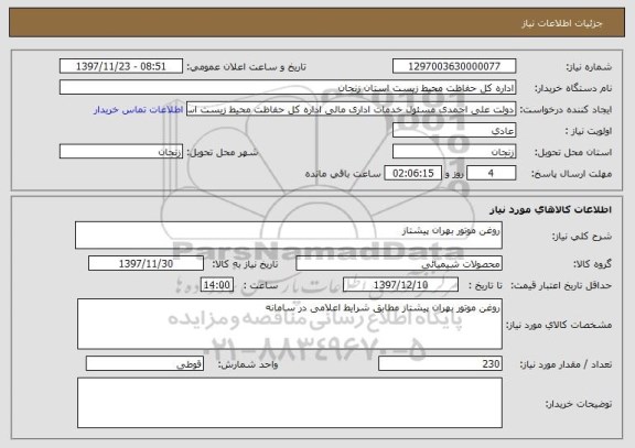 استعلام روغن موتور بهران پیشتاز