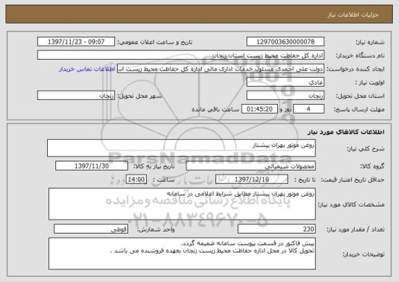 استعلام روغن موتور بهران پیشتاز