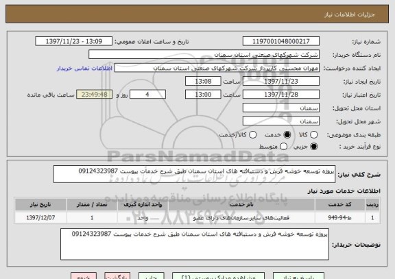 استعلام پروژه توسعه خوشه فرش و دستبافته های استان سمنان طبق شرح خدمات پیوست 09124323987