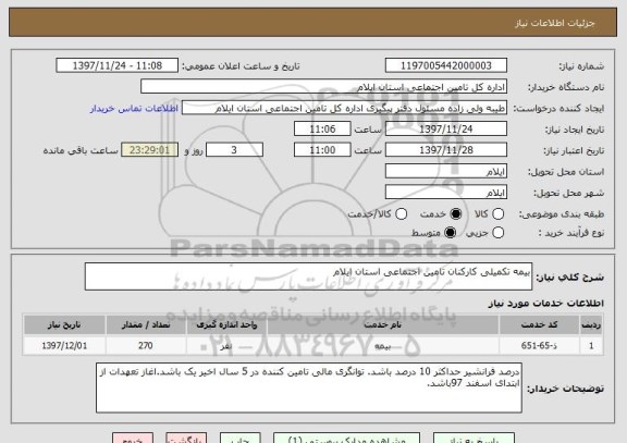استعلام بیمه تکمیلی کارکنان تامین اجتماعی استان ایلام 