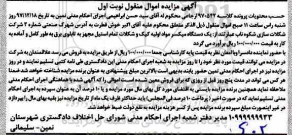 مزایده دستگاه میکسر