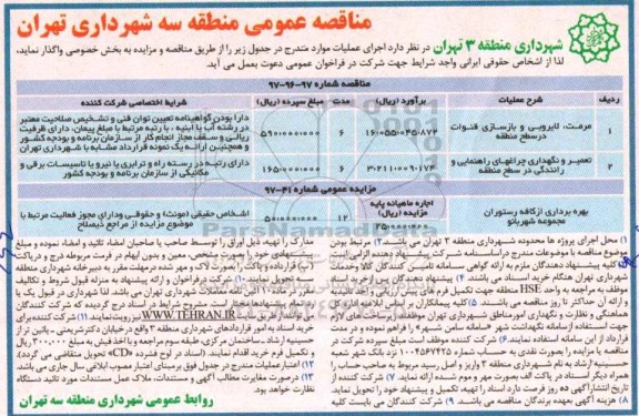 مزایده بهره برداری از کافه رستوران 