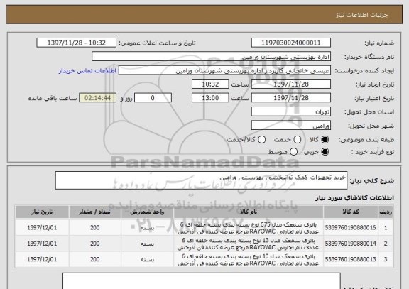 استعلام خرید تجهیزات کمک توانبخشی بهزیستی ورامین