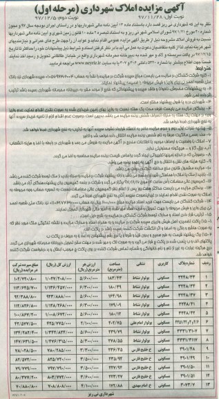 مزایده مزایده فروش املاک کاربری مسکونی مرحله اول نوبت اول