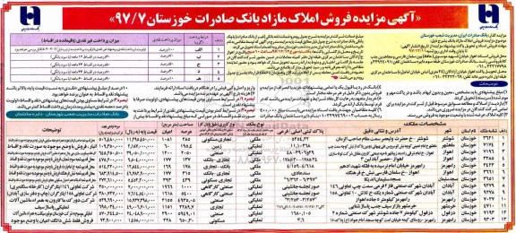 مزایده،مزایده فروش املاک مازاد کاربری تجاری مسکونی و صنعتی و زمین