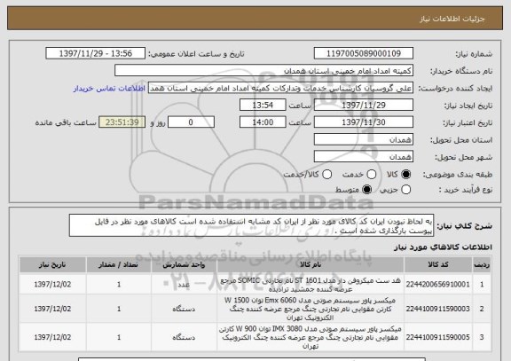 استعلام به لحاظ نبودن ایران کد کالای مورد نظر از ایران کد مشابه استفاده شده است کالاهای مورد نظر در فایل پیوست بارگذاری شده است .