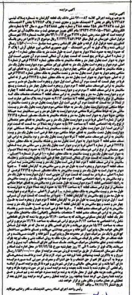 مزایده مزایده ششدانگ یک قطعه آپارتمان