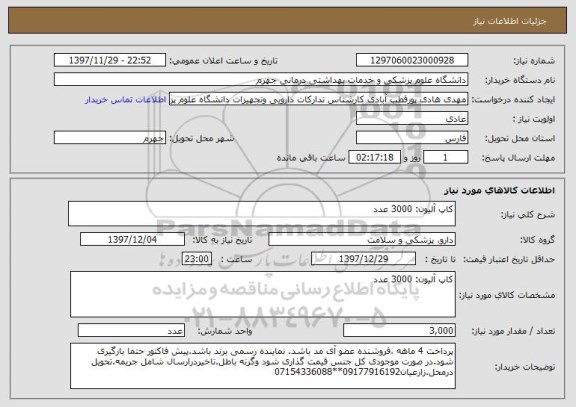 استعلام کاپ آلیون: 3000 عدد 