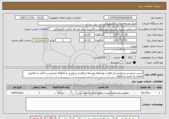 استعلام آسیب شناسی و مهندسی مجدد روشهای توسعه و نظارت بر کسب و کارهای اینترنتی با تاکید بر مکانیزم اعتماد به کسب و کارها