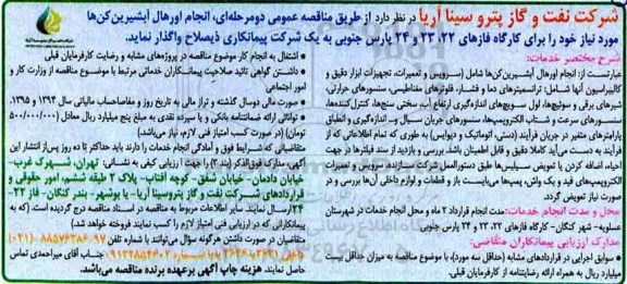 مناقصه عمومی دو مرحله ای , مناقصه انجام اورهال آبشیرین کن ها