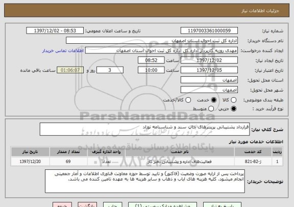 استعلام قرارداد پشتیبانی پرینترهای چاپ سند و شناسنامه نوزاد
