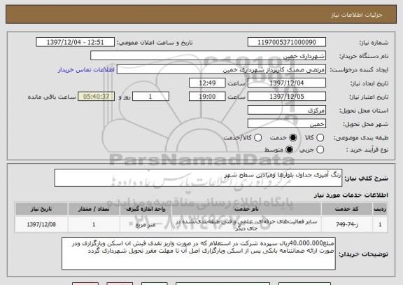 استعلام رنگ آمیزی جداول بلوارها ومیادین سطح شهر