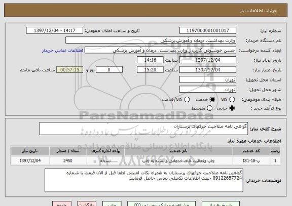 استعلام گواهی نامه صلاحیت حرفهای پرستاران