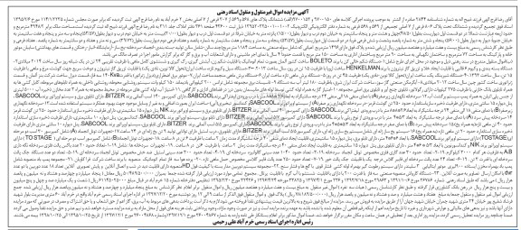 آگهی مزایده اموال غیر منقول و منقول ، مزایده فروش ملک و دستگاه شکم خالی کن ، دستگاه بسته بندی...
