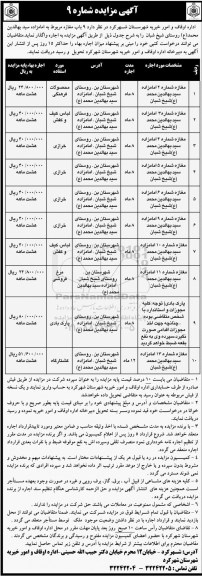 مزایده , مزایده 9 باب مغازه