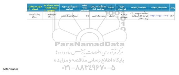 مناقصه ,مناقصه آسفالت ریزی معابر 