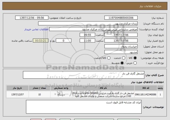 استعلام مشعل گازی فن دار