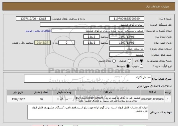 استعلام مشعل گازی 