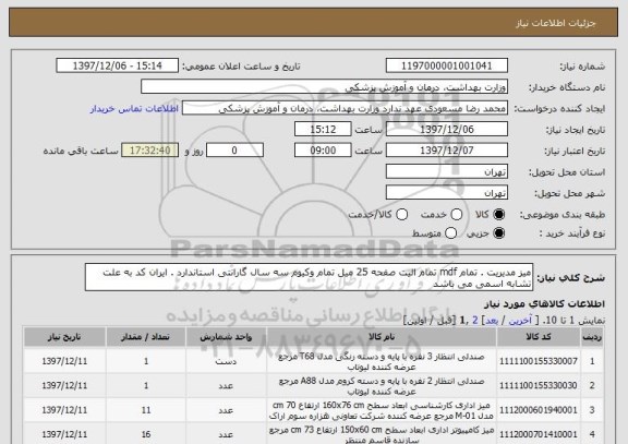 استعلام میز مدیریت . تمام mdf تمام الیت صفحه 25 میل تمام وکیوم سه سال گارانتی استاندارد . ایران کد به علت تشابه اسمی می باشد
