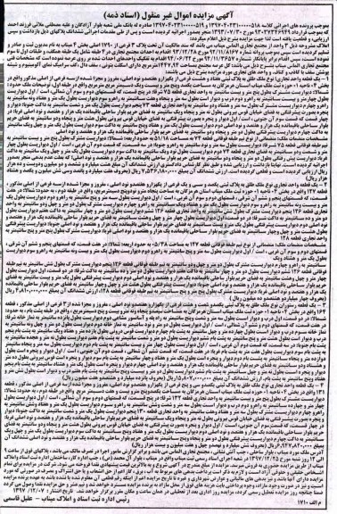 مزایده مزایده املاک تحت پلاک 3 فرعی از 1790 اصلی