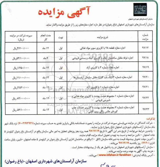 آگهی مزایده , مزایده اجاره مغازه قطعه 28 با کاربری سوپر مواد غذائی و...