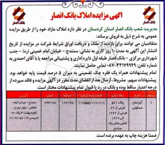 مزایده ،مزایده فروش املاک مازاد عرصه 172.98