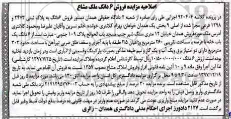اصلاحیه مزایده ،مزایده فروش 6 دانگ یک قطعه زمین مسکونی