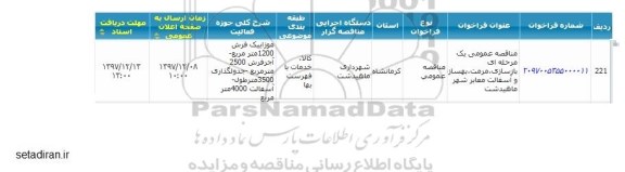 مناقصه عمومی, مناقصه عمومی بازسازی، مرمت، بهسازی و آسفالت معابر شهر
