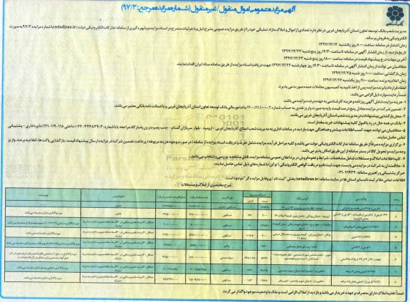مزایده،مزایده فروش اموال و املاک مازاد تملیکی