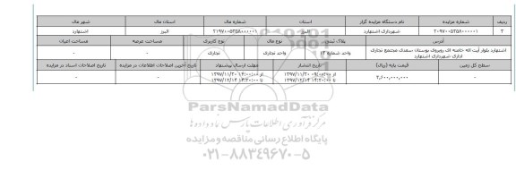 مزایده,مزایده واحد تجاری
