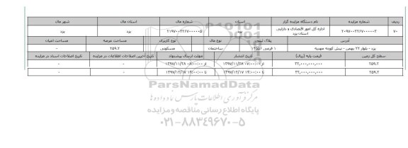 مزایده,مزایده ساختمان مسکونی عرصه 259.2
