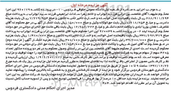 آگهی مزایده ,مزایده سهم