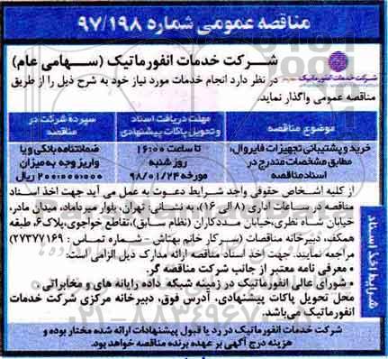 مناقصه ، مناقصه خرید و پشتیبانی تجهیزات فایروال