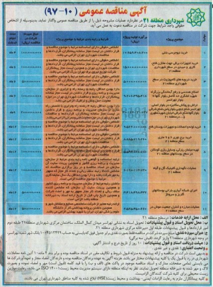 آگهی مناقصه عمومی, مناقصه  خرید نیوجرسی بتنی و ...